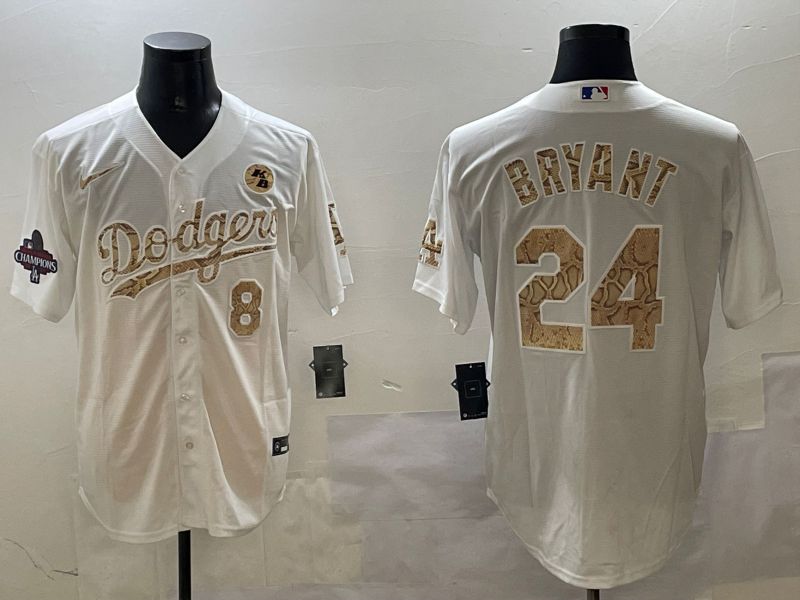Men Los Angeles Dodgers #24 Bryant White Fashion Game 2025 Nike MLB Jersey style 3069